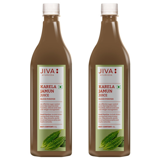 Jiva Ayurveda Karela Jamun Juice | 100% Pure & Natural | No Added Colors & Preservatives | Helps to Boost Immunity - 1L (Pack of 2)