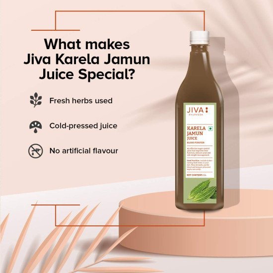 Jiva Ayurveda Karela Jamun Juice | 100% Pure & Natural | No Added Colors & Preservatives | Helps to Boost Immunity - 1L (Pack of 2)