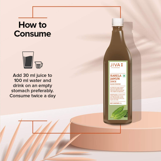 Jiva Ayurveda Karela Jamun Juice | 100% Pure & Natural | No Added Colors & Preservatives | Helps to Boost Immunity - 1L (Pack of 2)