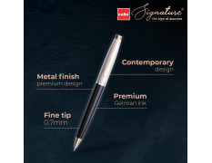 Cello Signature Moonlit Ball Pen|Blue Ink|1 Ball Pen|White Gold, Gold and Black Finish|Premium Metal Pens for Office Use|Stylish Gifts for Christmas and New Year|Gifts for Men and Women