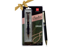 Cello Signature Origin Ball Pen|Blue Ink|1 Ball Pen|Black and Golden Finish|Premium Metal Pens for Office Use|Stylish Gifts for Christmas and New Year|Gifts for Men and Women
