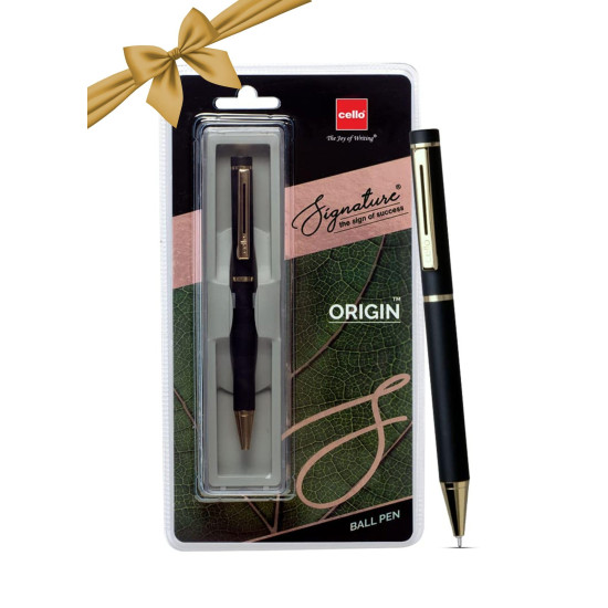 Cello Signature Origin Ball Pen|Blue Ink|1 Ball Pen|Black and Golden Finish|Premium Metal Pens for Office Use|Stylish Gifts for Christmas and New Year|Gifts for Men and Women Cello Signature Origin Ball Pen|Blue Ink|1 Ball Pen|Black and Golden Finish|Premium Metal Pens for Office Use|Stylish Gifts for Christmas and New Year|Gifts for Men and Women
