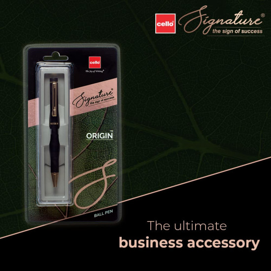 Cello Signature Origin Ball Pen|Blue Ink|1 Ball Pen|Black and Golden Finish|Premium Metal Pens for Office Use|Stylish Gifts for Christmas and New Year|Gifts for Men and Women Cello Signature Origin Ball Pen|Blue Ink|1 Ball Pen|Black and Golden Finish|Premium Metal Pens for Office Use|Stylish Gifts for Christmas and New Year|Gifts for Men and Women