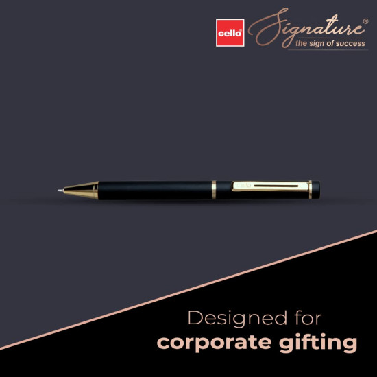 Cello Signature Origin Ball Pen|Blue Ink|1 Ball Pen|Black and Golden Finish|Premium Metal Pens for Office Use|Stylish Gifts for Christmas and New Year|Gifts for Men and Women Cello Signature Origin Ball Pen|Blue Ink|1 Ball Pen|Black and Golden Finish|Premium Metal Pens for Office Use|Stylish Gifts for Christmas and New Year|Gifts for Men and Women