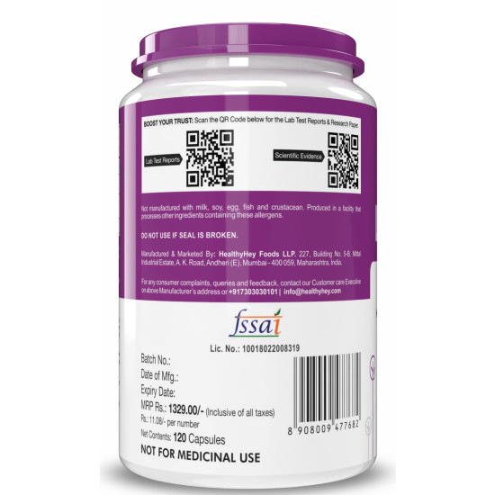 HealthyHey L-Taurine - Amino Acid Supplement - 120 Vegetable Capsules