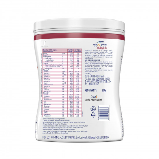 Nestle Resource Dialysis 400g Pet Jar Pack (Vanilla Flavour)