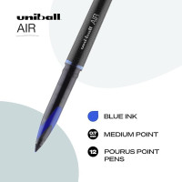 uni-ball Air UBA188M 0.5 mm Roller Ball Pens, Blue Ink, Pack of 3