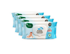 Mother Sparsh Plant Based Fabric Blue Baby Water Based Wipes (Pack of 4, 80 Pieces)