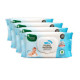 Mother Sparsh Plant Based Fabric Blue Baby Water Based Wipes (Pack of 4, 80 Pieces)