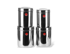 Sumeet Stainless Steel Vertical Canisters Set Of 4Pcs - Food Grade & Dishwasher Safe