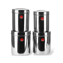 Sumeet Stainless Steel Vertical Canisters/Ubha Dabba/Storage Containers Set Of 4Pcs (No. 15 To No. 18) (3.75 Ltr, 4.5Ltr, 5.6Ltr, 6.75Ltr), Beige
