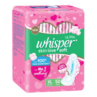 Whisper Ultra Softs Air Fresh Sanitary Pads for Women, XL 50 Napkins