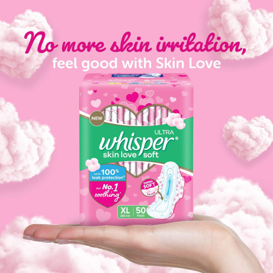 Whisper Ultra Softs Air Fresh Sanitary Pads for Women, XL 50 Napkins