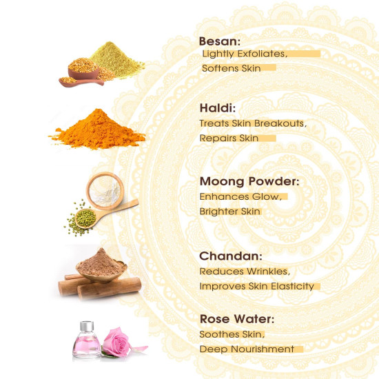 NutriGlow NATURAL'S Ubtan Facial Kit For Glowing Skin With Haldi & Chandan, 60gm