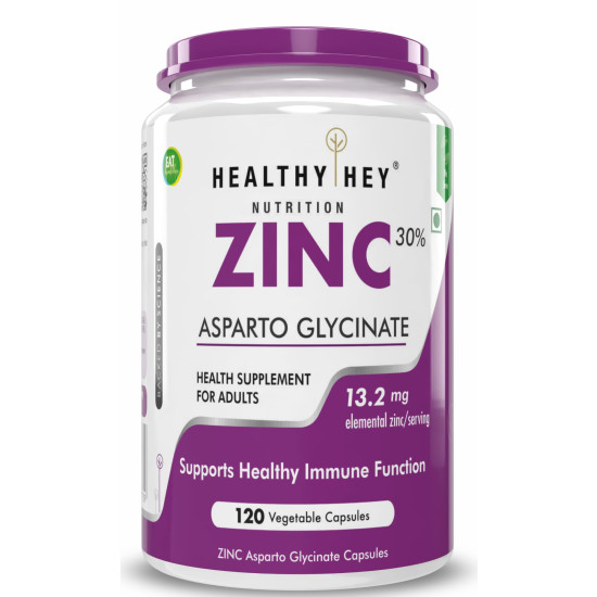 HealthyHey Nutrition Zinc Asparto Glycinate 30% - 120 Capsules
