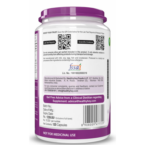 HealthyHey Nutrition Zinc Asparto Glycinate 30% - 120 Capsules