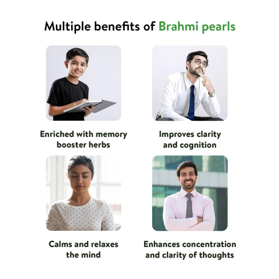 Kerala Ayurveda Brahmi Pearls 40 Capsules | Improves Cognitive Functions | Sharpens Mind | Supports Memory, Retention, and Concentration and Grasping Power | 100% Ayurvedic Brahmi Capsules