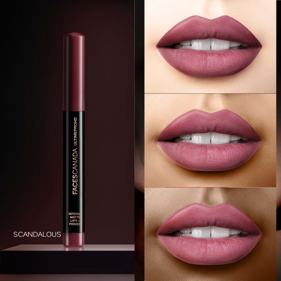 FACESCANADA Ultime Pro Hd Intense Matte Lipstick + Primer - Scandalous (Nude), 1.4G | 9Hr Long Stay | Flawless Hd Matte Finish | Intense Color | Lightweight | Smooth Glide | Primer Infused