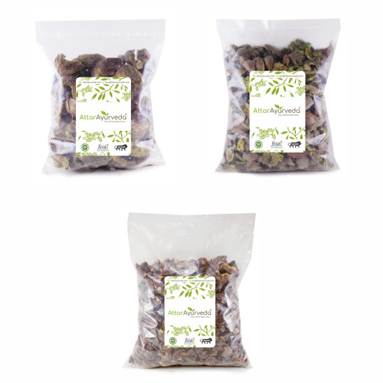 Attar Ayurveda Triphala Raw (1:1:1) - 750 grams, Raw, Whole - Harad, Baheda, Amla