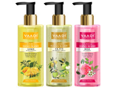 Vaadi Herbals Luxurious Handwash - 250 ml (Pack of 3, Lemon and Eucalyptus with Olive and Green Apple and Rose and Jasmine)