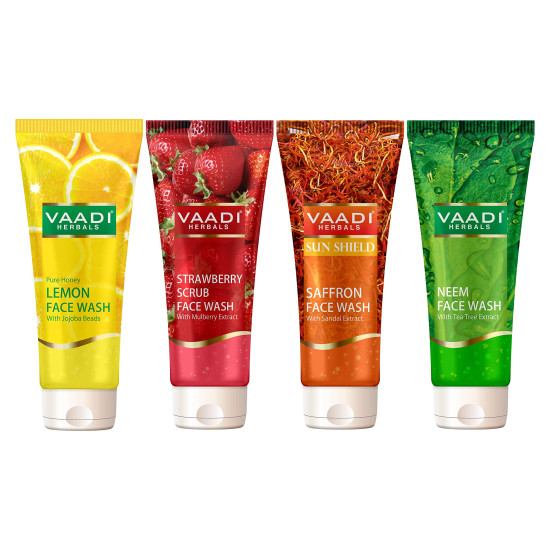 Vaadi Herbals Assorted Herbal Face Wash, 60ml (Pack of 4)