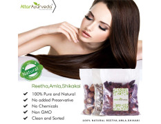 Attar Ayurveda Reetha, Amla, Shikakai Combo Pack (300 Grams, Whole form) | Chemical free, 100% natural | Best natural remedy for silky, shiny and smooth ha
