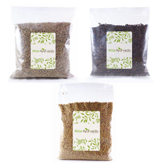 ATTAR AYURVEDA Methi, Ajwain, Kali Jeeri Seeds Combo Pack(400 Grams)