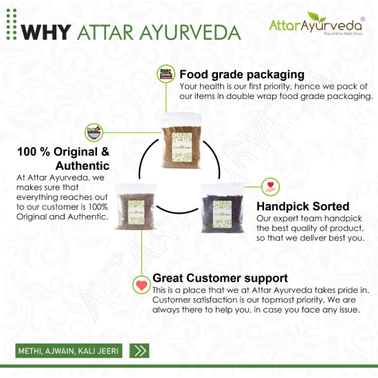 ATTAR AYURVEDA Methi, Ajwain, Kali Jeeri Seeds Combo Pack(400 Grams)