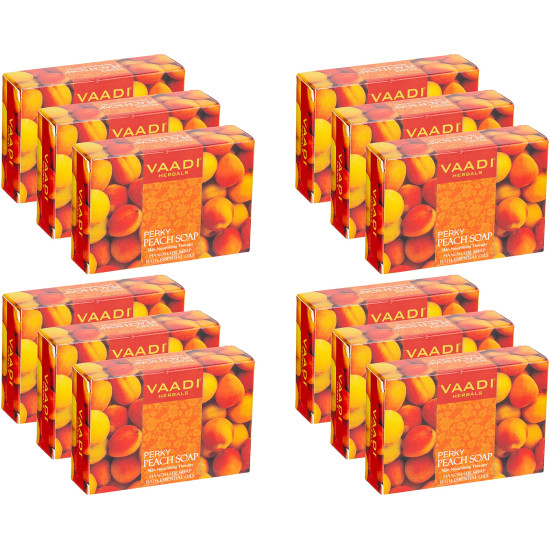 Vaadi Herbals Perky Peach Soap with Almond Oil, 75g (Pack of 12)