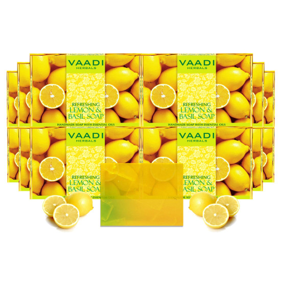 Vaadi Herbals Refreshing Lemon and Basil Soap, 75g (Pack of 12)