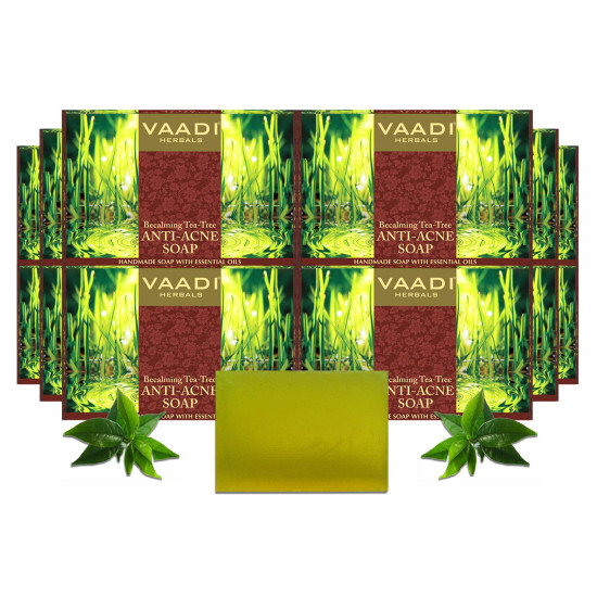 Vaadi Herbals Becalming Tea Tree Soap Anti Acne Therapy, 75g (Pack of 12)