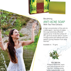 Vaadi Herbals Becalming Tea Tree Soap Anti Acne Therapy, 75g (Pack of 12)