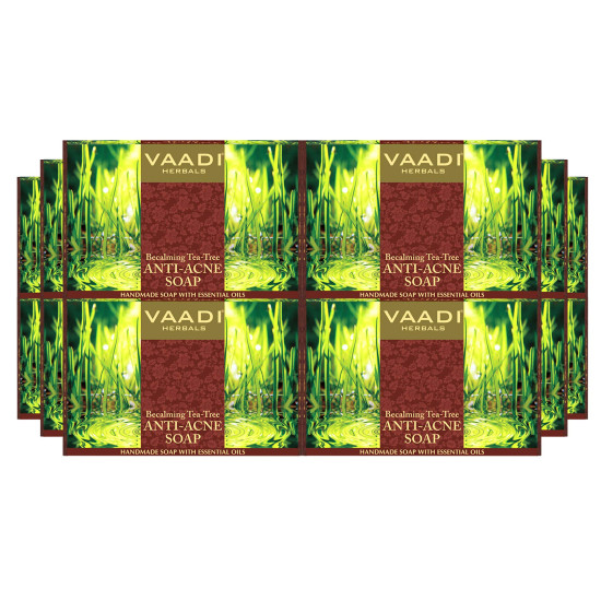 Vaadi Herbals Becalming Tea Tree Soap Anti Acne Therapy, 75g (Pack of 12)