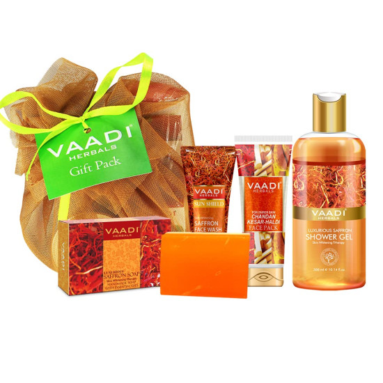 VAADI HERBALS Luxurious Saffron Skin Whitening Set, Gel, 4 Count