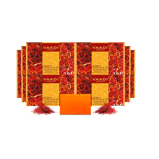 Vaadi Herbals Luxurious Saffron Soap Skin Whitening Therapy, 75g (Pack of 12)