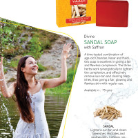 Vaadi Herbals Divine Sandal Soap with Saffron and Turmeric, 75g (Pack of 12)