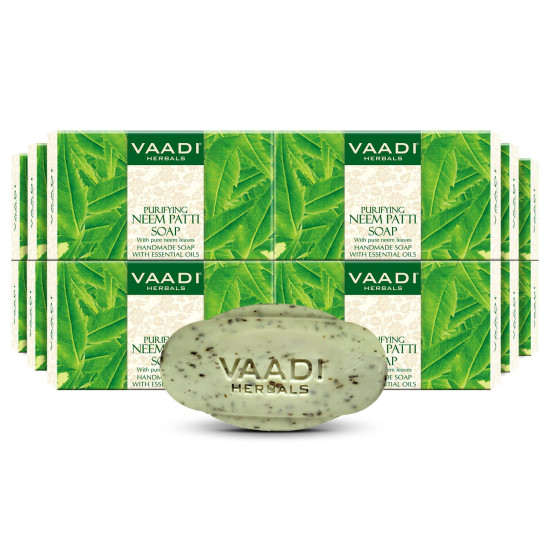 Vaadi Herbals Pack of 12 Neem Patti Soap - Contains pure Neem leaves (12 x 75 gms)