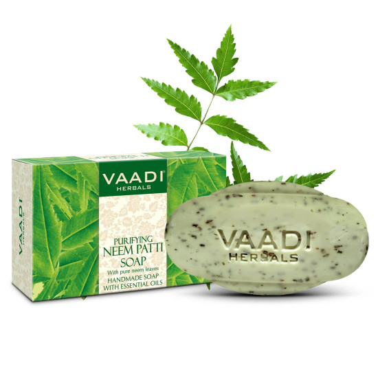 Vaadi Herbals Pack of 12 Neem Patti Soap - Contains pure Neem leaves (12 x 75 gms)