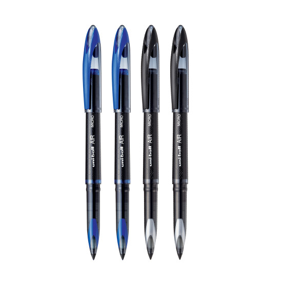 uni-ball Air UBA188M 0.5 mm Roller Ball Pens, Blue & Black Ink, Pack of 4