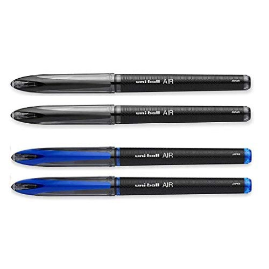 uni-ball Air UBA188M 0.5 mm Roller Ball Pens, Blue & Black Ink, Pack of 4