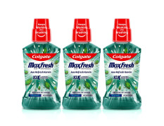 Colgate MaxFresh Plax Antibacterial Mouthwash, 750ml (Pack of 3 x 250ml), Fresh Mint, 24/7 Fresh Breath, 10X longer cooling