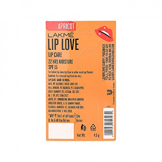 Lakme Lip Love Chapstick Apricot, 4.5 g