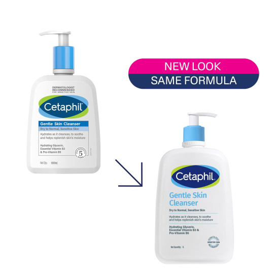 Cetaphil Gentle Skin Cleanser for Dry, Normal Sensitive Skin - 1000 ml| Hydrating Face Wash with Niacinamide, Vitamin B5| Dermatologist Recommended| Paraben, Sulphate Free