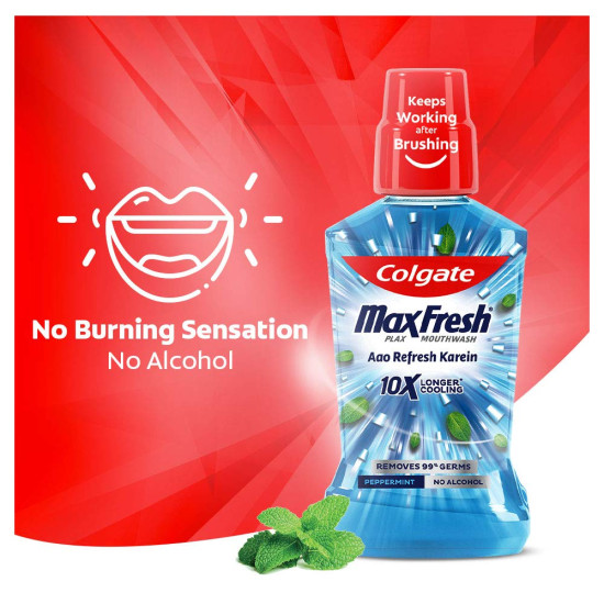 Colgate Plax Pepper Mint Mouthwash, 0% Alcohol - 750 ml (250 ml - Pack of 3)