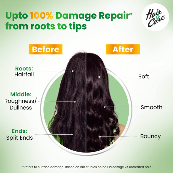 Hair & Care Triple Blend Damage Repair Non-Sticky Hair Oil with Aloe Vera, Olive Oil & Green Tea, 300 ml + 100 ml