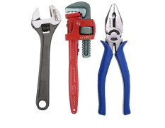 ACHRO Combo Pack of 3 Tool Kits Set for Home (Contains 8 Inch Adjustable Spanner, 8 Inch Combination Plier, 10 Inch Pipe Wrench)