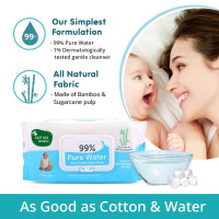 Mother Sparsh 99% Pure Water (72 Unscented Baby Wipes) - Super Thick Fabric Mother Sparsh 99% Pure Water (72 Unscented Baby Wipes) - Super Thick Fabric