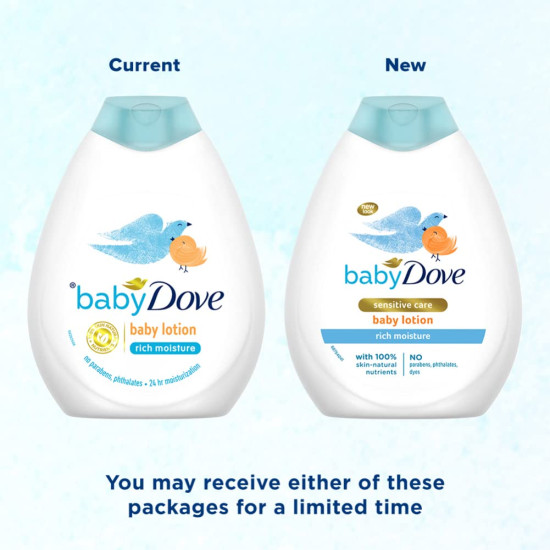 Baby Dove Rich Moisture Baby Lotion 400 ml | Gentle Baby Lotion for Baby's Soft Skin | Body Lotion for Kids | Hypoallergenic, No Sulphates, No Parabens