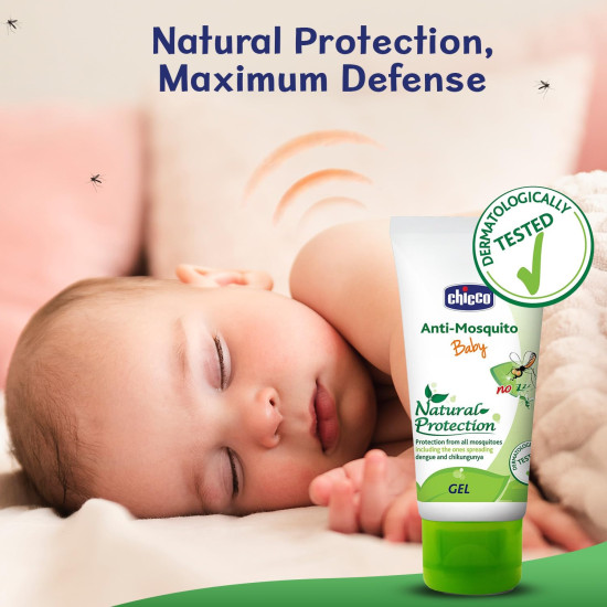 Chicco Anti-Mosquito Gel for Babies, 50ml | Natural Protection from Disease Spreading Mosquitoes | Dermatologically tested | Free from DEET, Alcohol and Colours