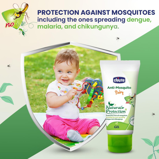 Chicco Anti-Mosquito Gel for Babies, 50ml | Natural Protection from Disease Spreading Mosquitoes | Dermatologically tested | Free from DEET, Alcohol and Colours